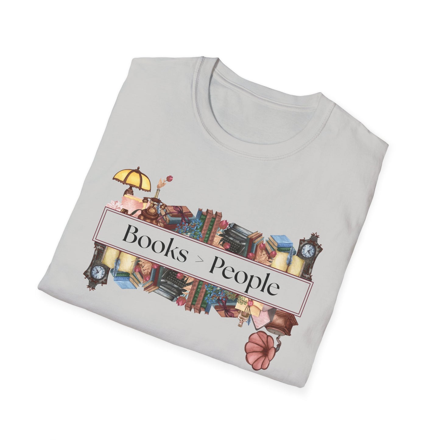 Books Over People Shirt, Funny Bookish Tee,  Book Lover Gift,  Introvert Reading Shirt, Unisex Soft Cotton Tee