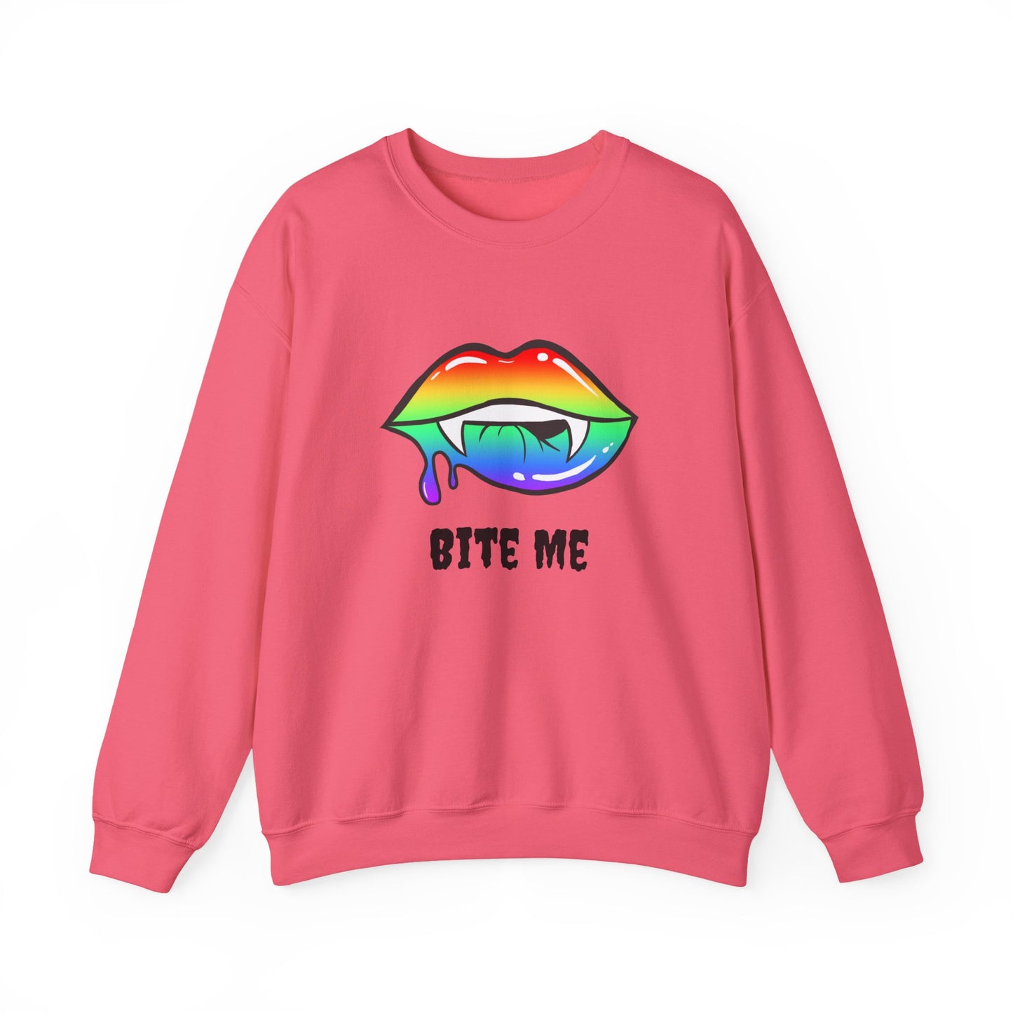 Colorful Vampire Fangs Crewneck Sweatshirt, Halloween Party Apparel, Spooky Fall Fashion, Unisex Sweatshirt, Halloween Sweatshirt,