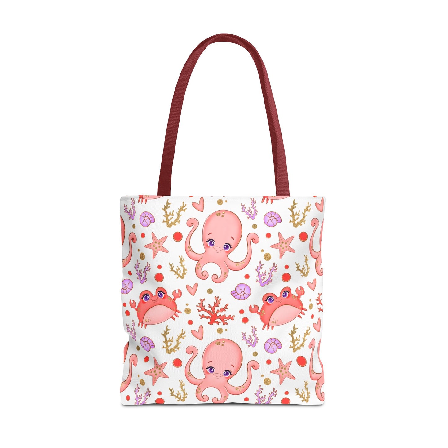 Ocean-Themed Tote Bag, Cute Octopus and Crab Design, Beach Bag, Eco-Friendly Shopping Tote, Perfect Gift for Sea Lovers