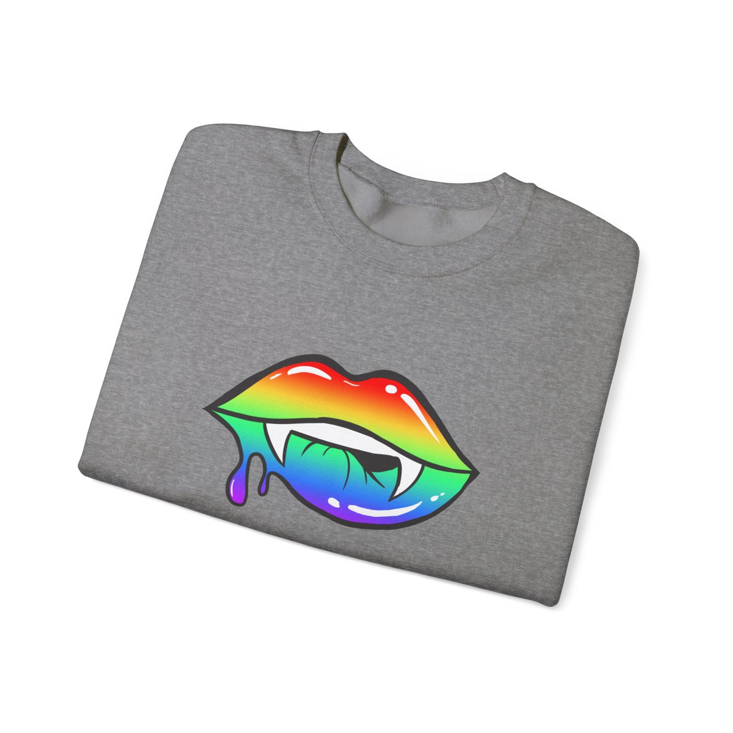 Colorful Vampire Fangs Crewneck Sweatshirt, Halloween Party Apparel, Spooky Fall Fashion, Unisex Sweatshirt, Halloween Sweatshirt,