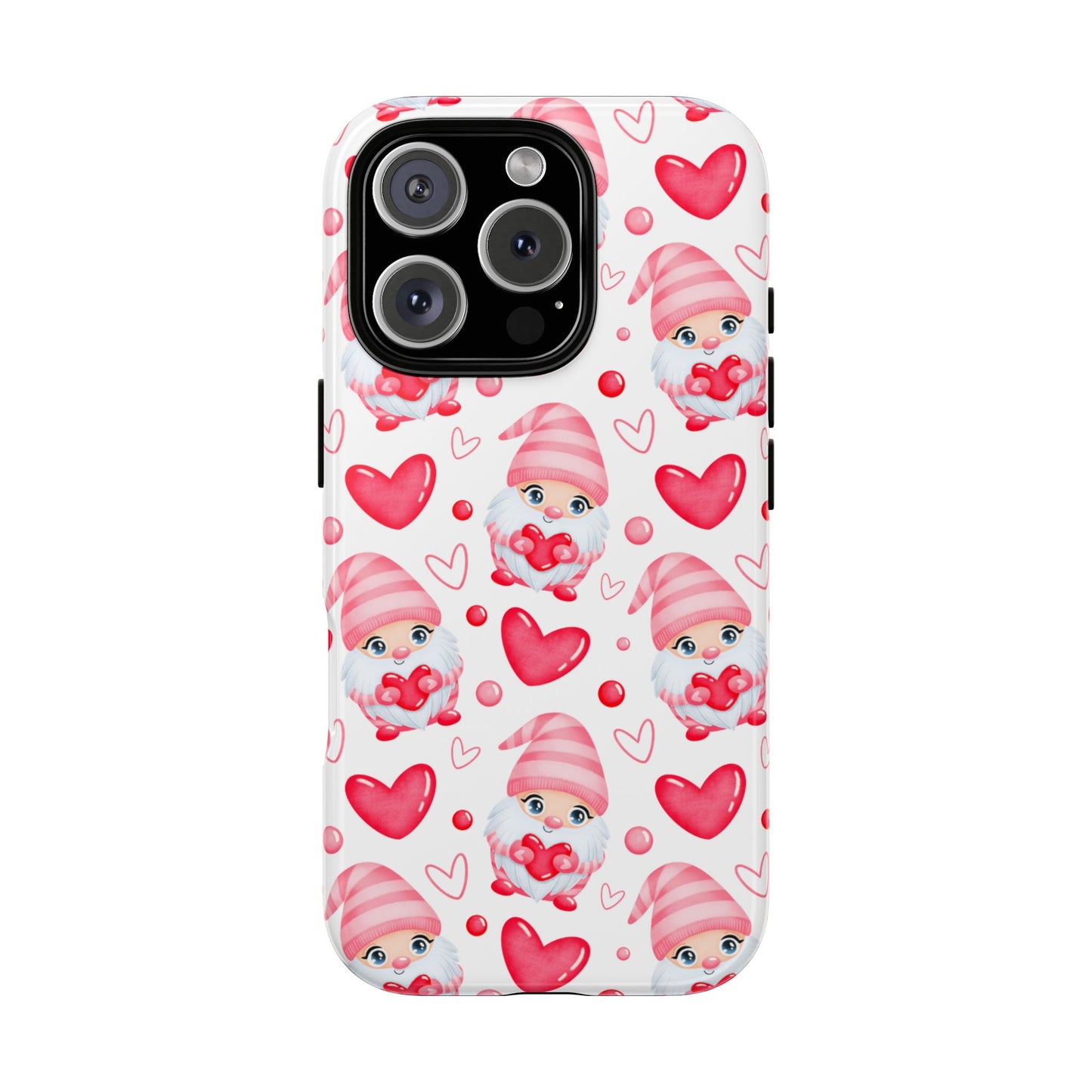 Pink Gnome Heart Phone Case, Festive Gift for Her, Unique Protective Case, Fun Holiday Accessory, Valentine's Day Accessory