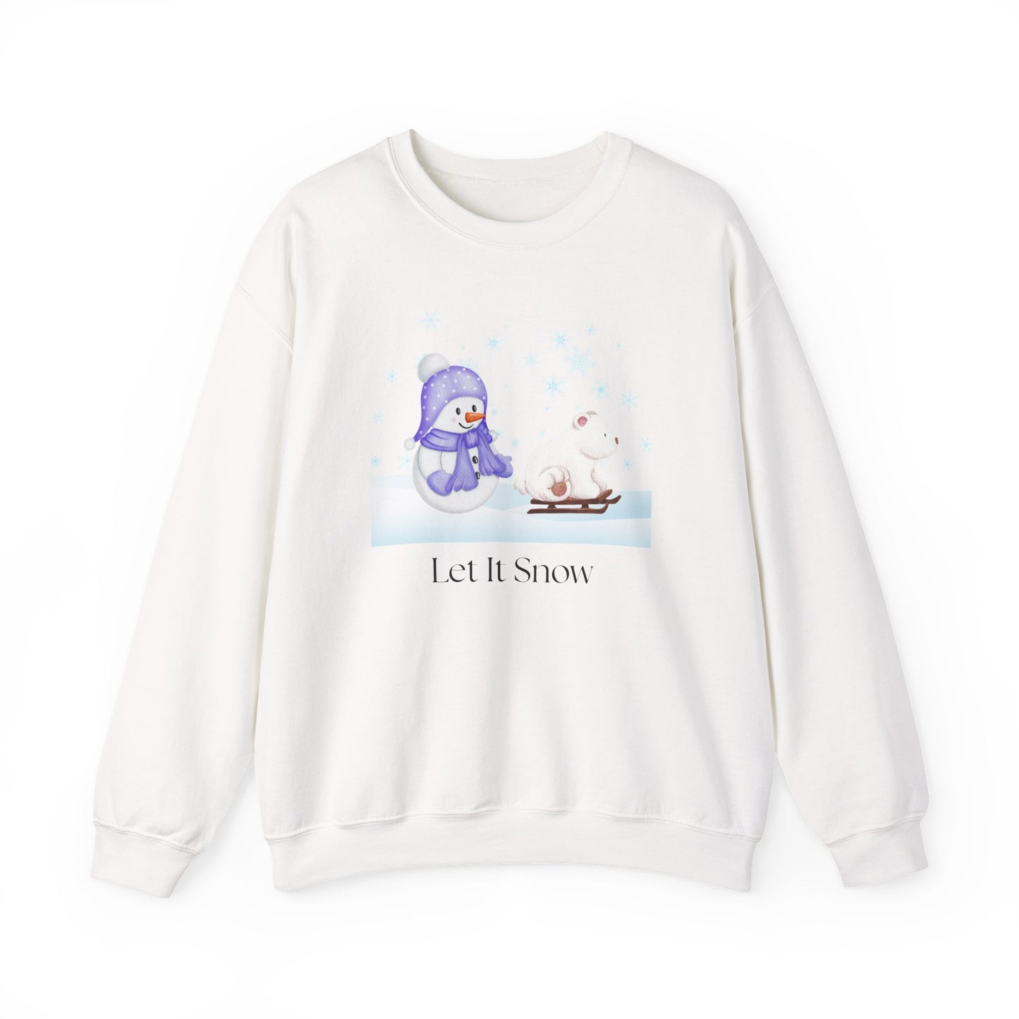 Let It Snow Sweatshirt, Cute Snowman and Polar Bear Winter Scene | Cozy Holiday Crewneck for Christmas an Winter Lovers