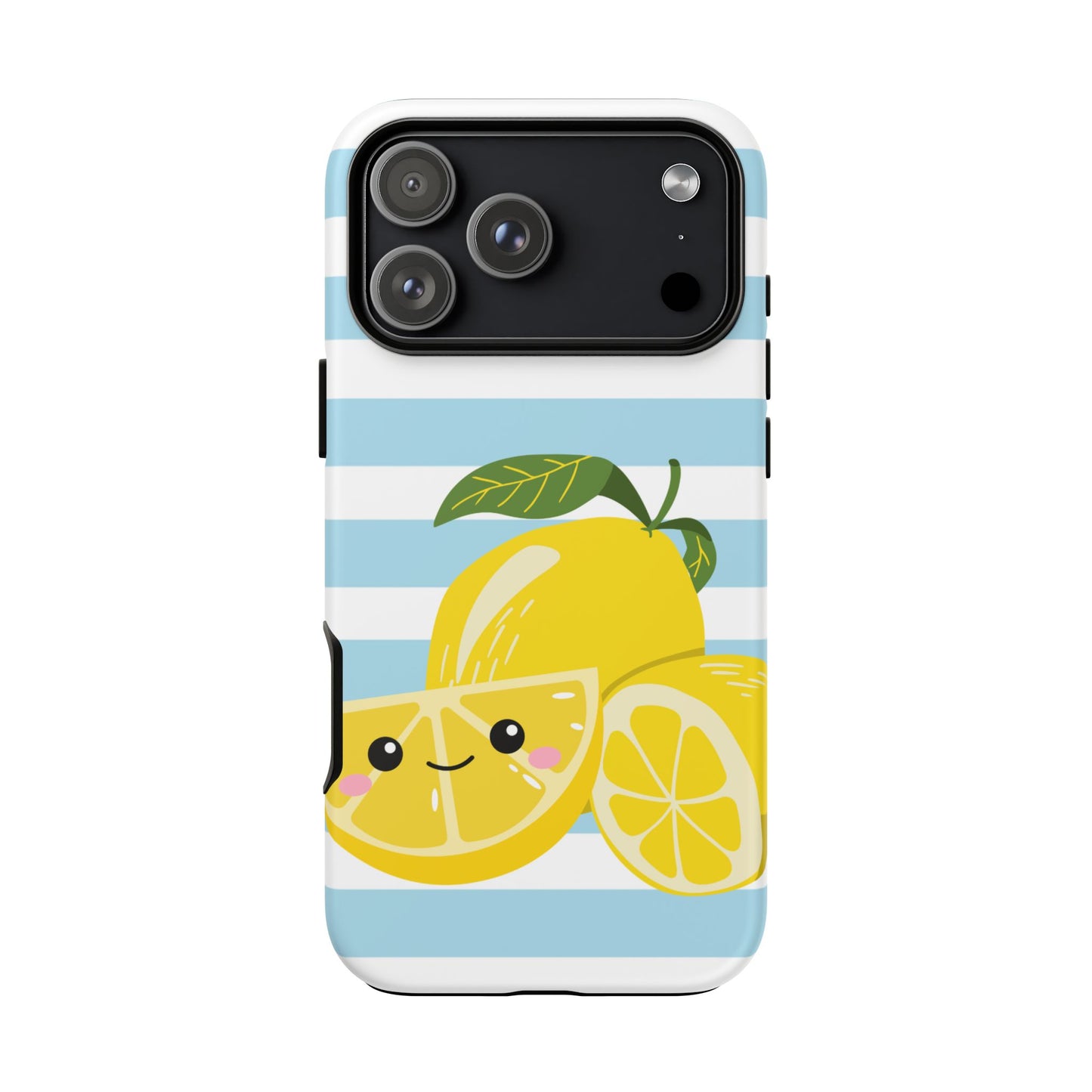Striped Lemon Phone Case - Tough Cases, Fruit Design, Fun iPhone Cover, Summer Accessories, Bright Phone Protection