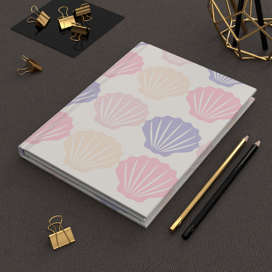 Seashell Hardcover Journal, 150 Lined Pages, Beach Aesthetic Notebook, Coastal Gift for Writers, Students & Artists, Ocean Stationery