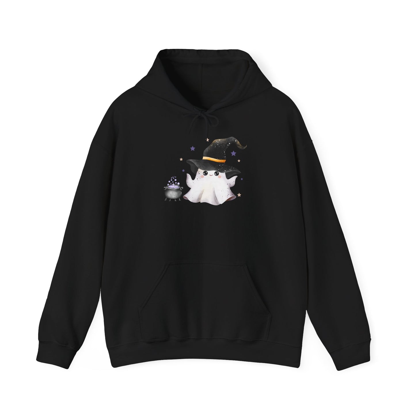 Cute Ghost Witch Halloween Sweatshirt, Cozy Hooded Sweatshirt, Spooky Fall Apparel, Unisex Halloween Clothing, Holiday Gift