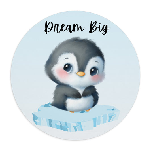 Penguin Dream Big Mouse Pad, Motivational Desk Accessory, Gift for Students, Office Decor, Kids Room