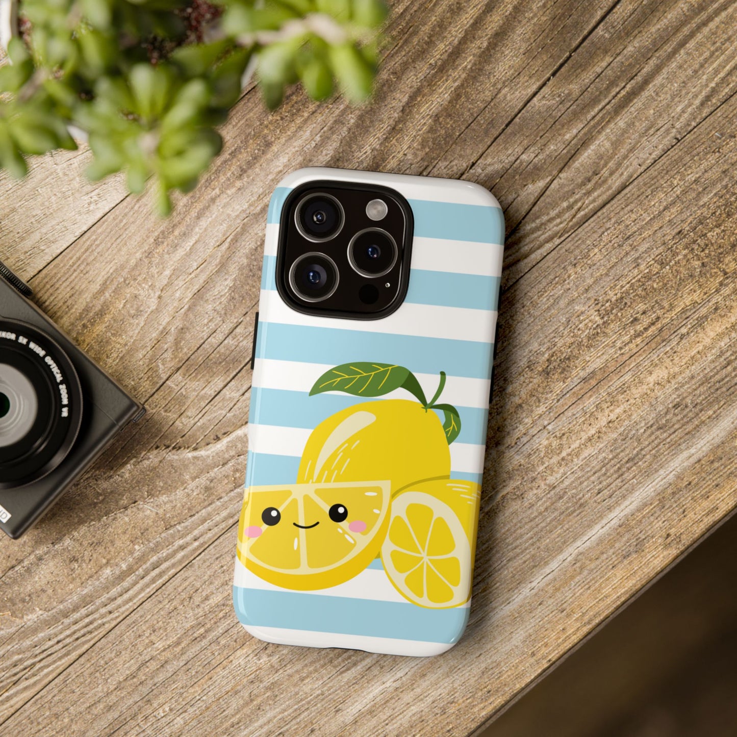 Striped Lemon Phone Case - Tough Cases, Fruit Design, Fun iPhone Cover, Summer Accessories, Bright Phone Protection