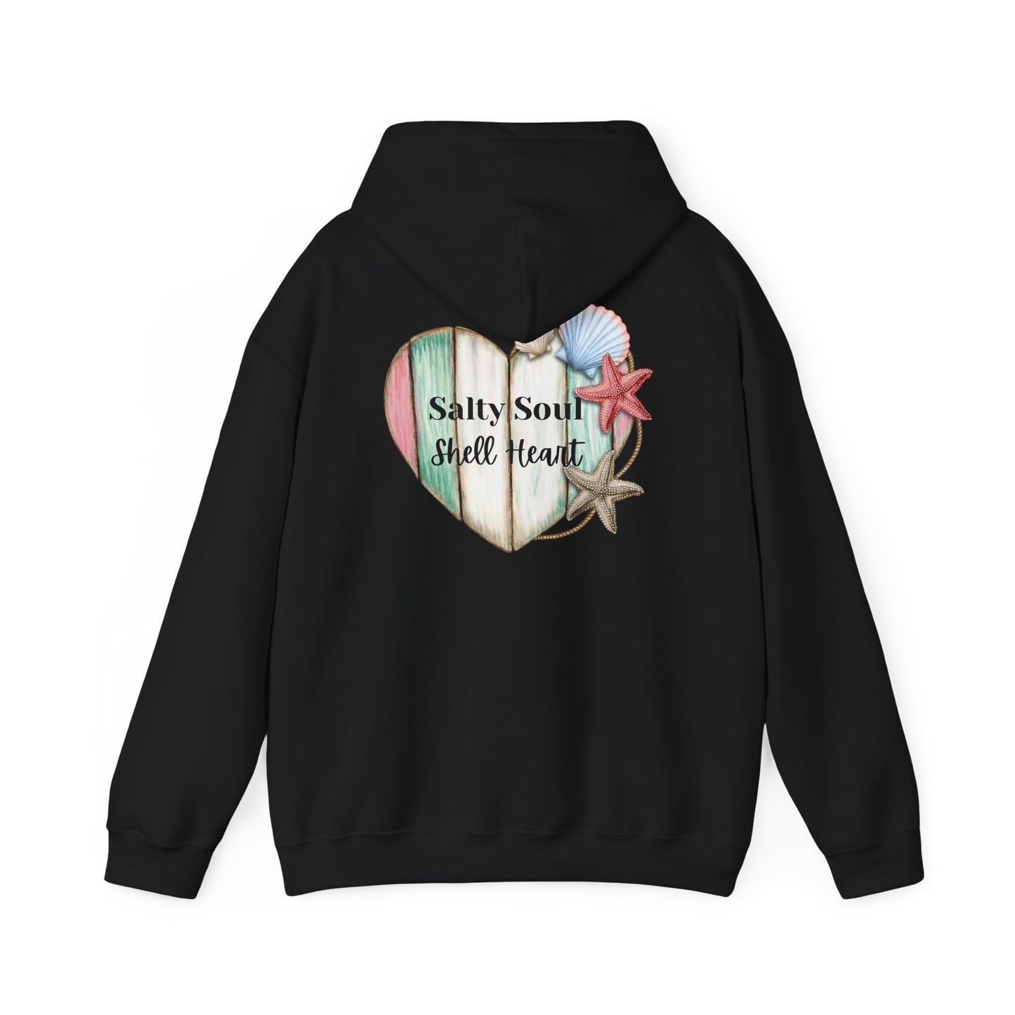 Salty Soul Shell Heart Hoodie, Beach Lover Coastal Sweatshirt for Ocean Vibes, Summer Vibes Gift