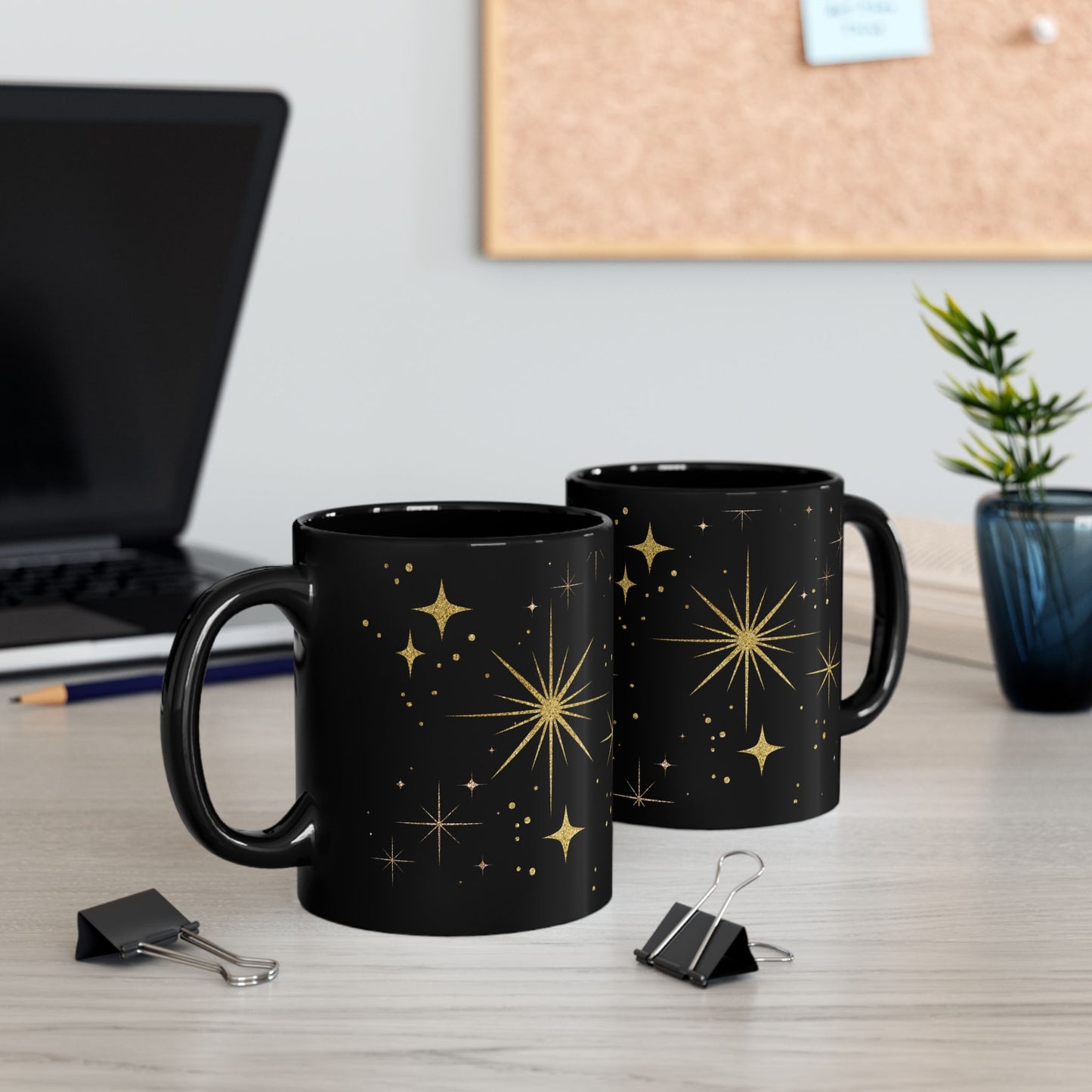 Celestial Black Coffee Mug, Starry Night Sky Print, Cosmic Black Mug for Tea & Coffee Lovers, Gift for Stargazers and Dreamers