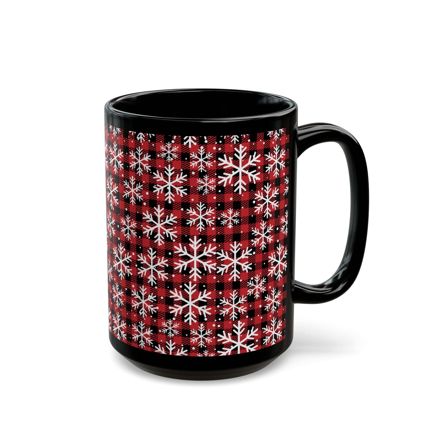 Buffalo Plaid Snowflake Ceramic Mug – Cozy Winter Coffee Cup