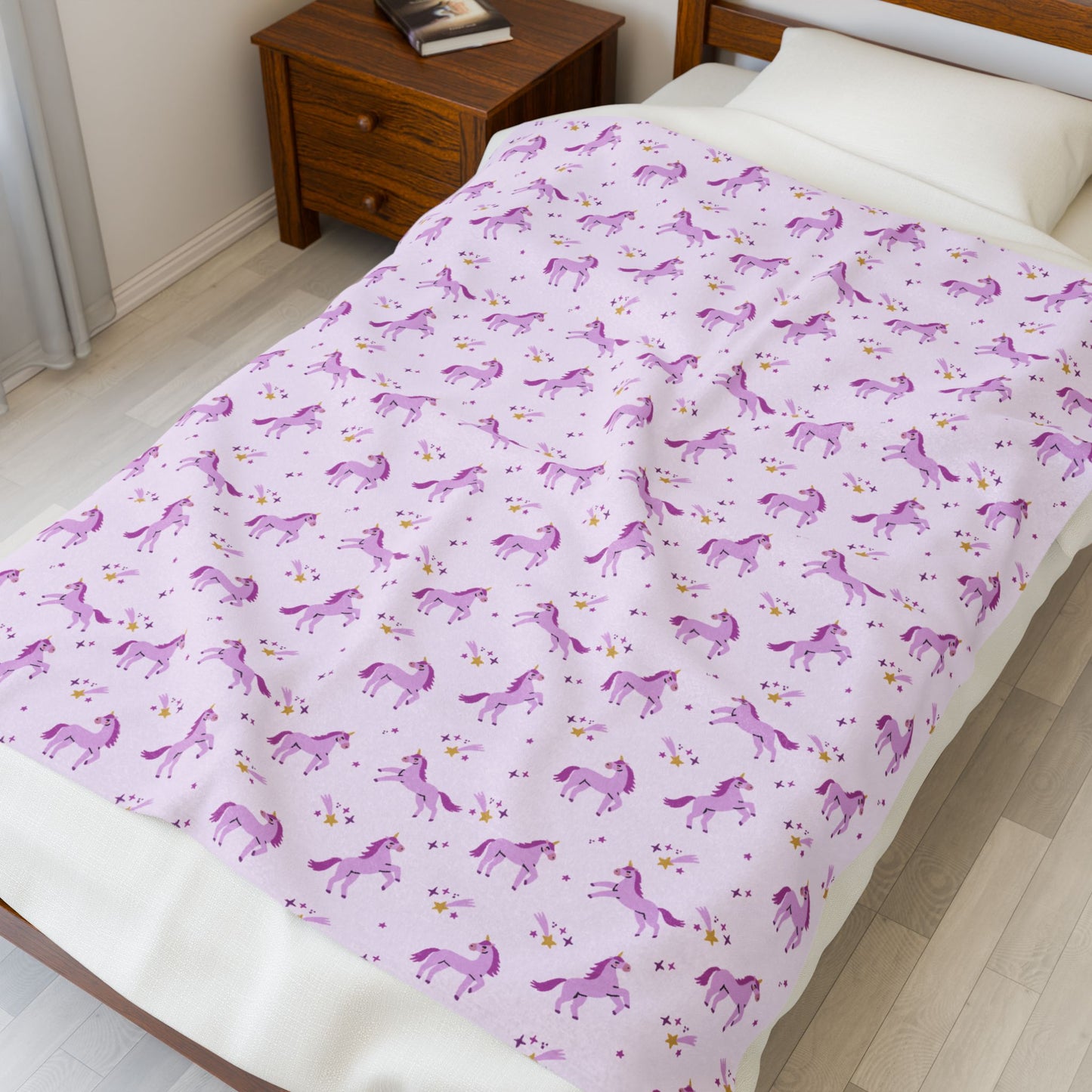 Purple Unicorn Velveteen Plush Blanket – Cozy Winter Gift