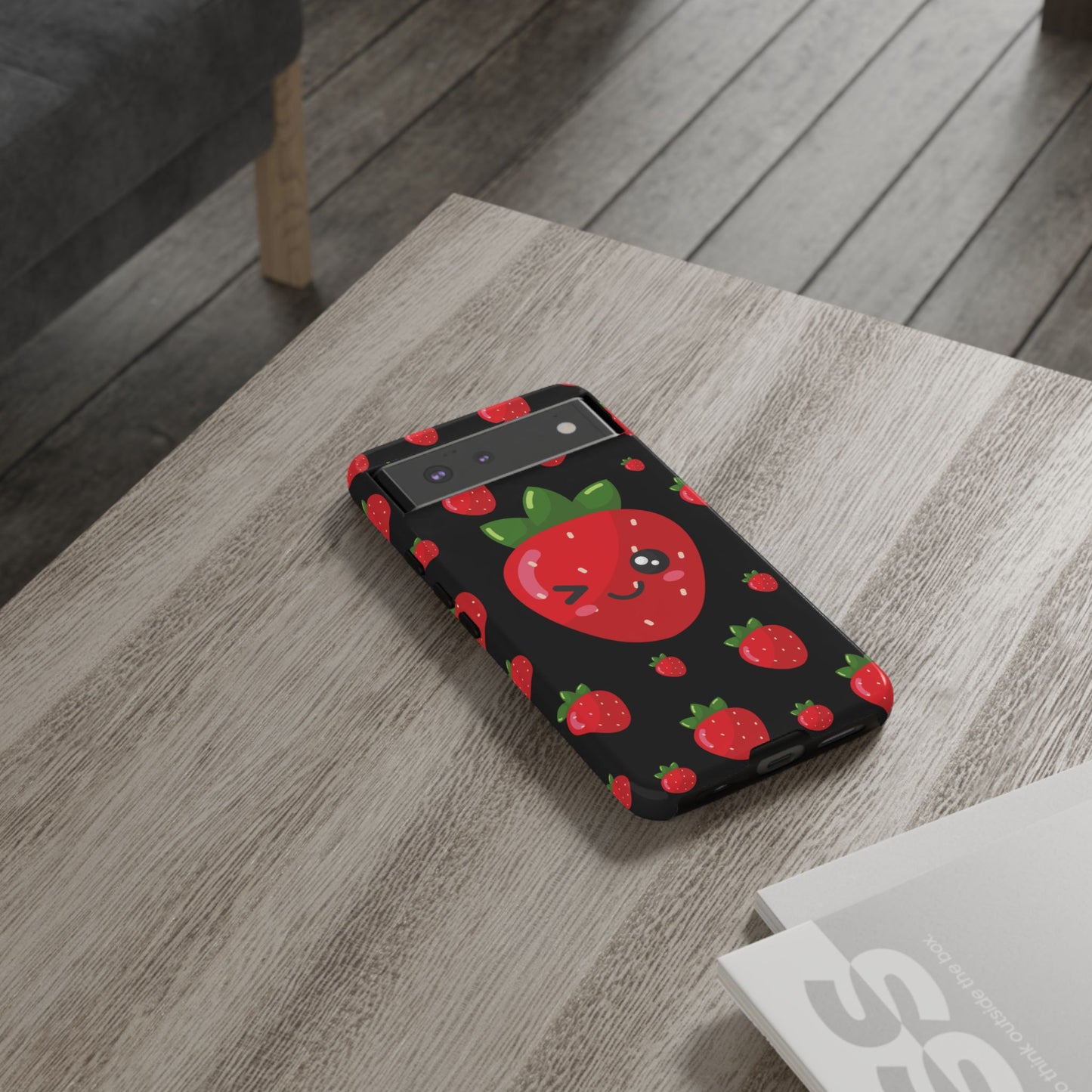 Cute Strawberry Phone Case, Kawaii Phone Cover, Tough Phone Cases, Gift for Teens, Summer Accessories, Cute Fruit Design