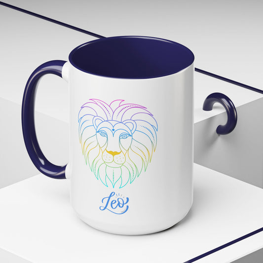 Colorful Lion Zodiac Coffee Mug for Leos, 11oz 15oz Accent Mug, Perfect Gift for Birthdays, Astrology Lovers, Home Decor