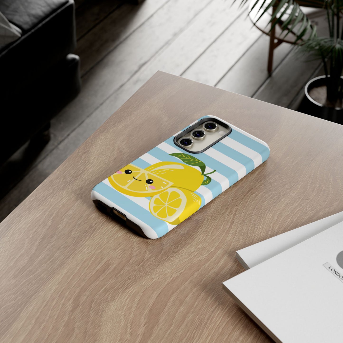 Striped Lemon Phone Case - Tough Cases, Fruit Design, Fun iPhone Cover, Summer Accessories, Bright Phone Protection