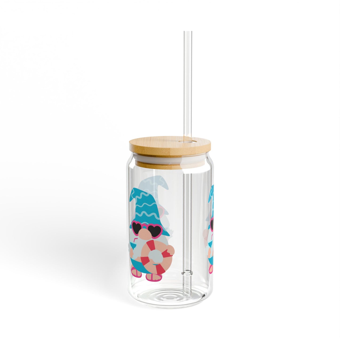 Beach Gnome Sipper Glass - 16oz, Ocean Vibes Drinkware, Fun Beach Accessory, Perfect for Parties, Gifts & BBQs, Sipper Cup with Straw