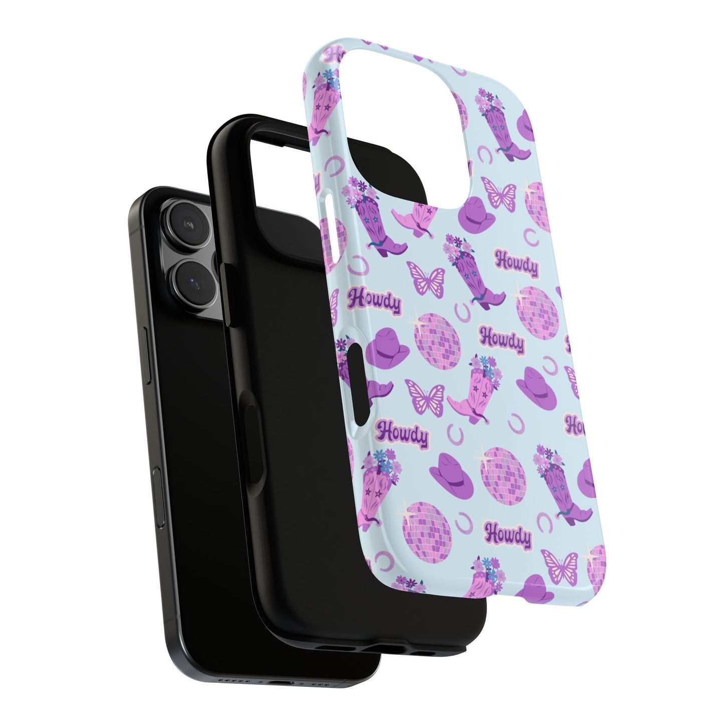 Pink Purple Western Phone Case | Tough Cases | Howdy Design, Colorful Cowboy Accessories, Gift for Cowgirl, Fun Phone Cover