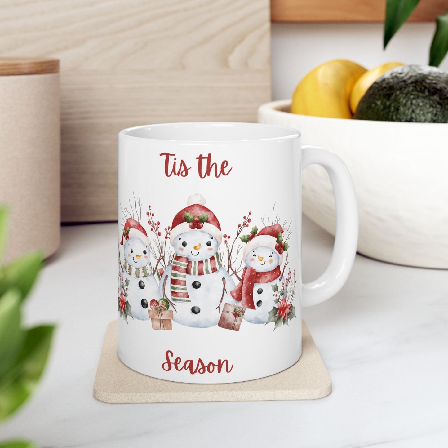 “’Tis the Season” Snowman Mug – Festive Christmas Coffee Cup (11oz & 15oz)
