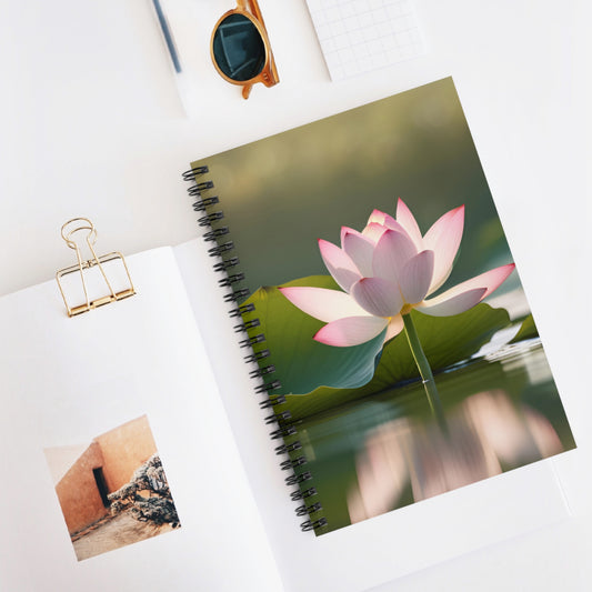 Pink Lotus Blossom Spiral Notebook - Ruled Journal, Floral Stationery, Meditation Gift, Eco-Friendly Notebook, Writer's Companion