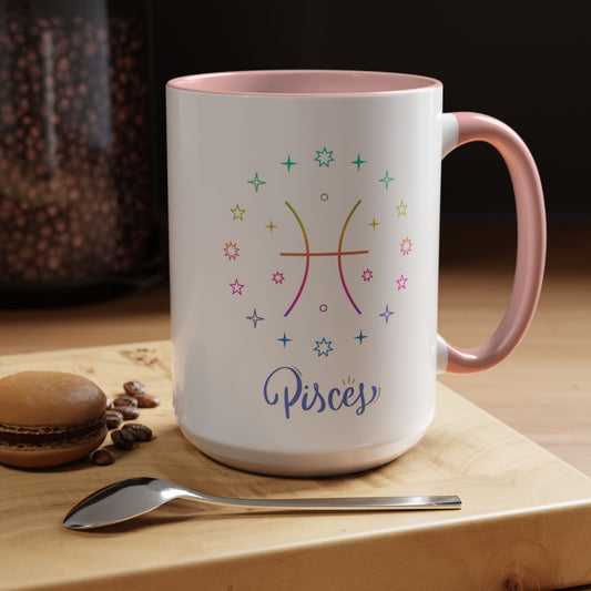 Colorful Pisces Coffee Mug, Astrology Gift, Fun Mug for Tea Lovers, Zodiac, Unique Birthday Present