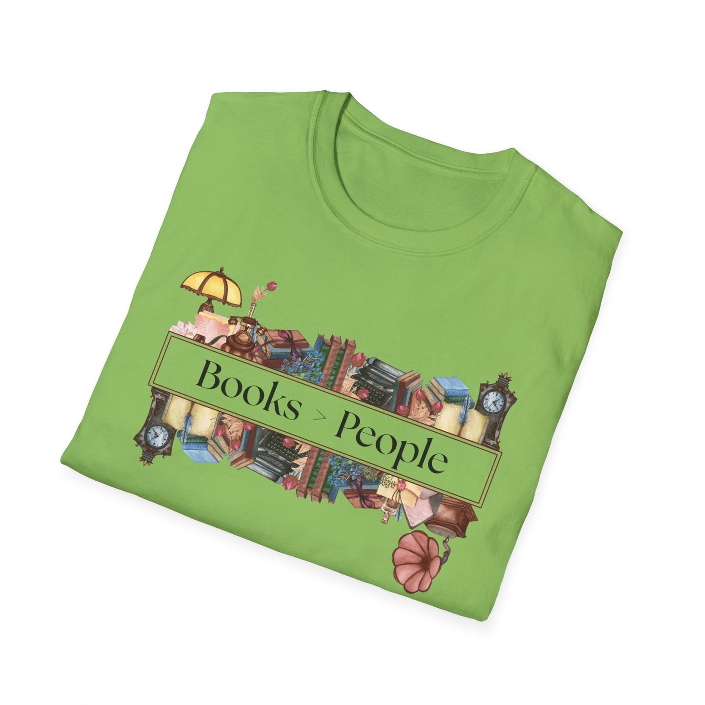 Books Over People Shirt, Funny Bookish Tee,  Book Lover Gift,  Introvert Reading Shirt, Unisex Soft Cotton Tee