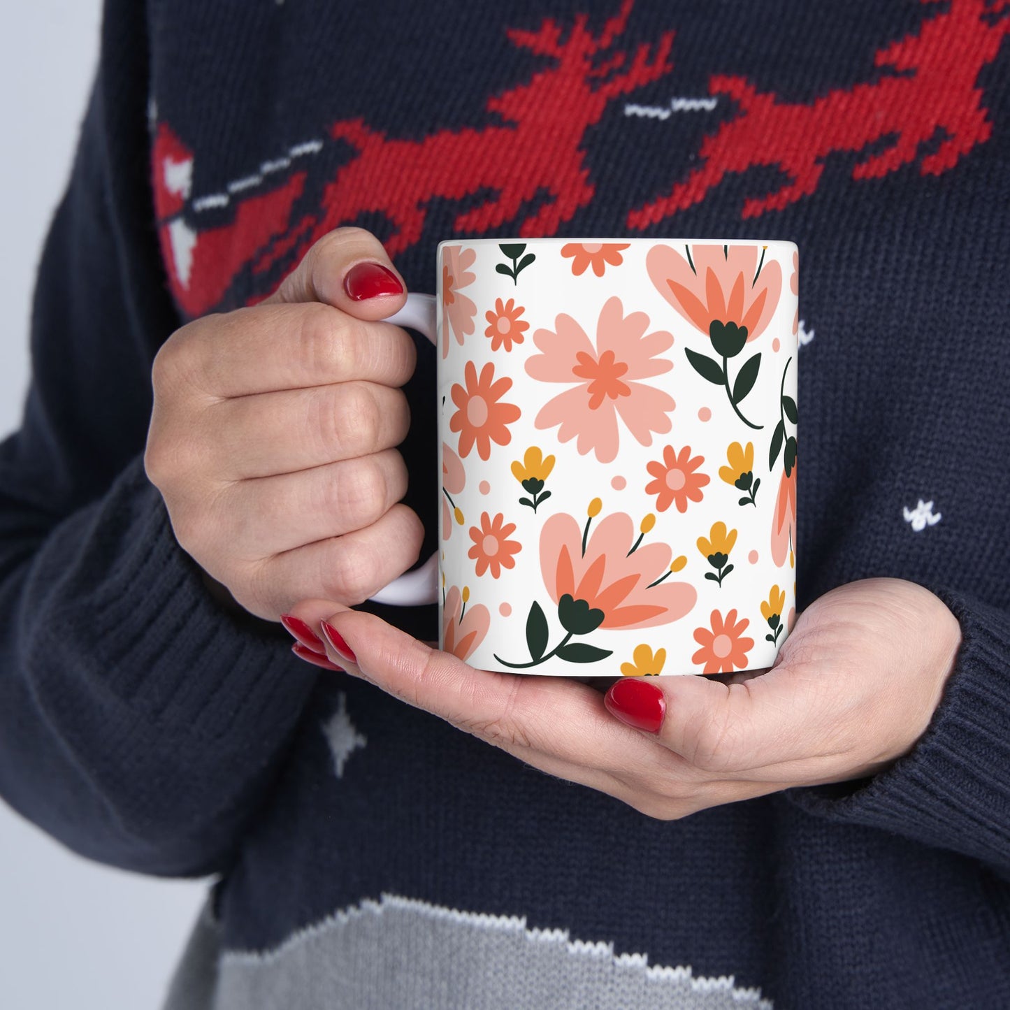 Pink Floral Coffee Mug – Cute Gift for Friends, Moms & Coworkers