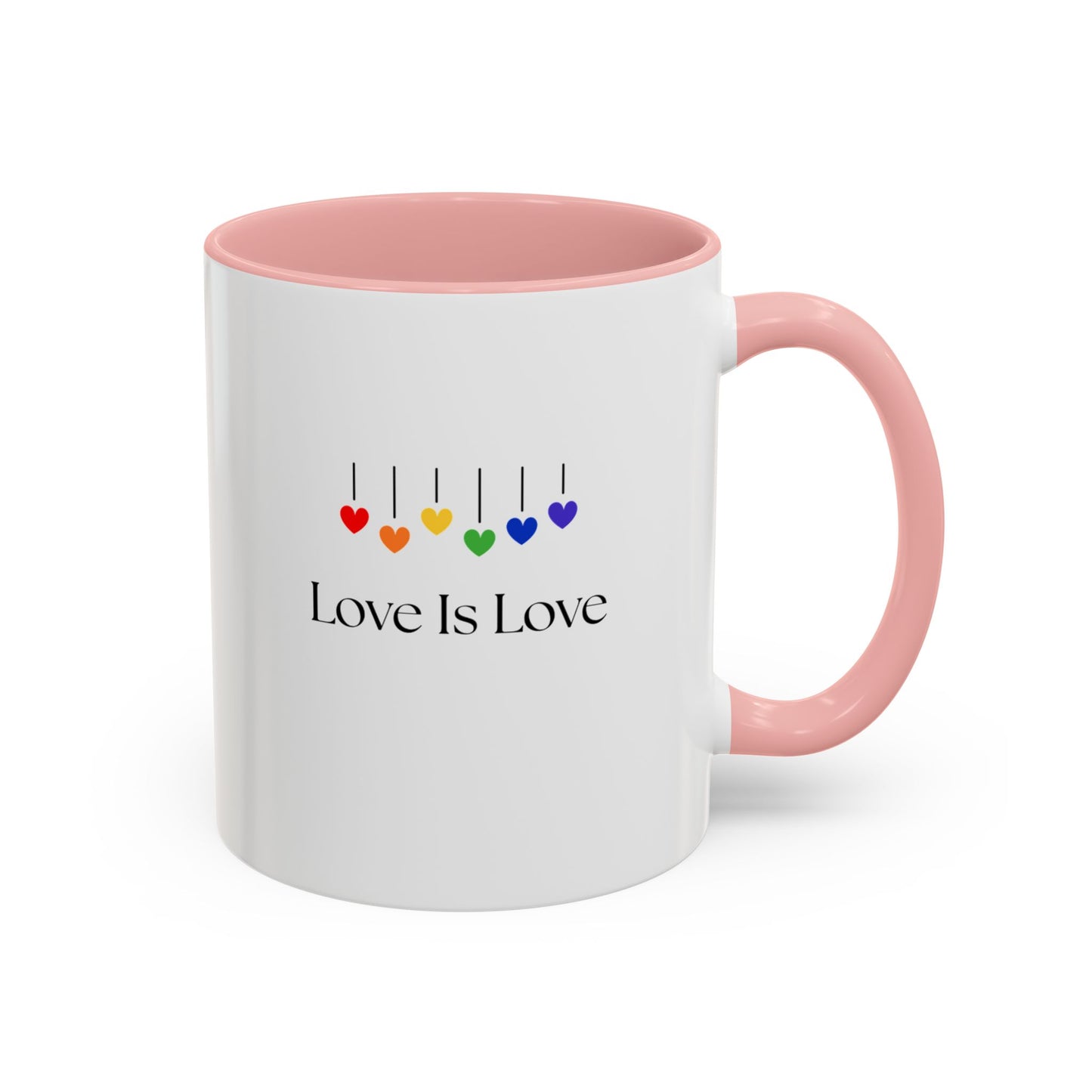 Colorful Love is Love Accent Coffee Mug - Celebrating Diversity & Acceptance, Perfect Gift for Pride