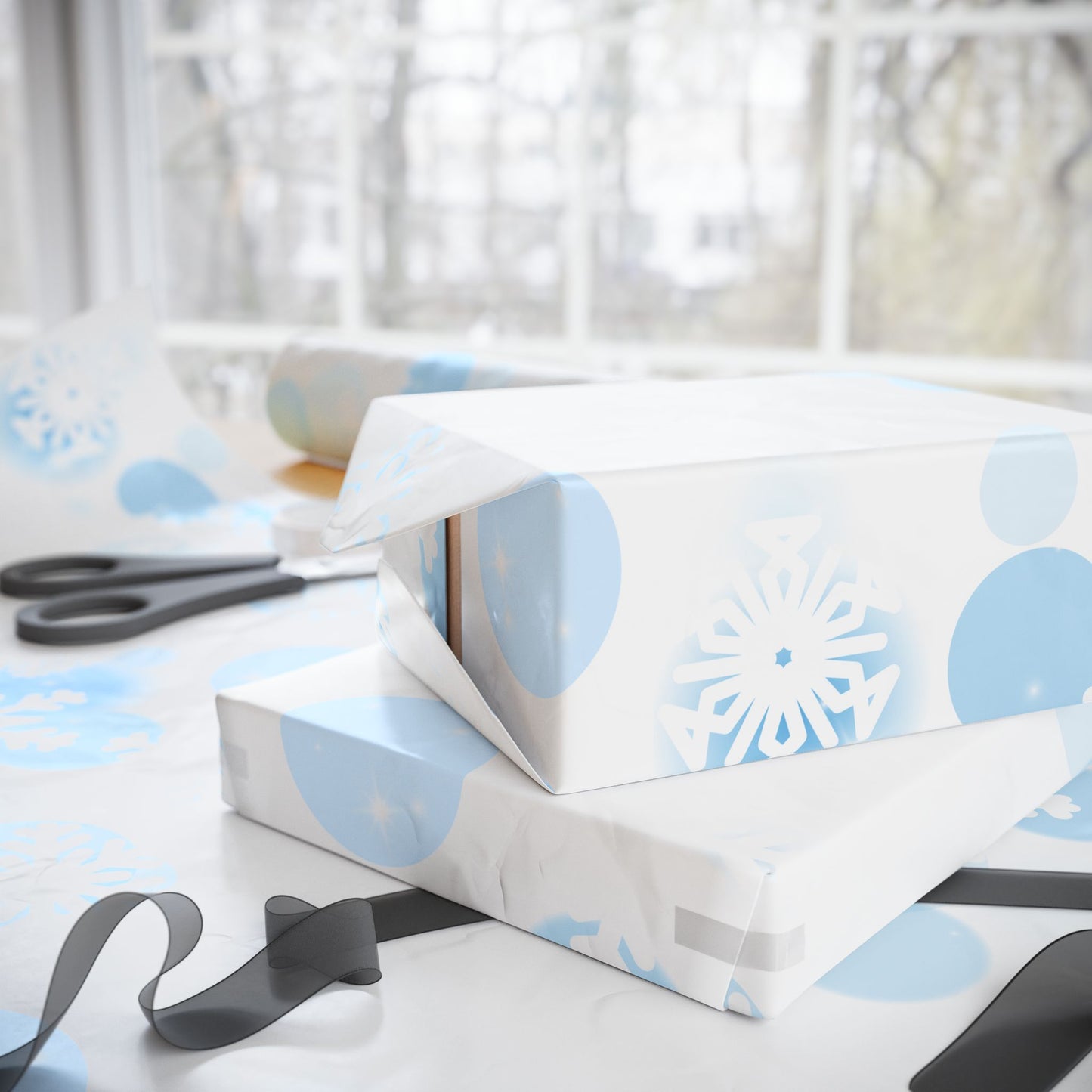 Blue Snowflake Winter Wrapping Paper | Cozy Holiday Gift Wrap