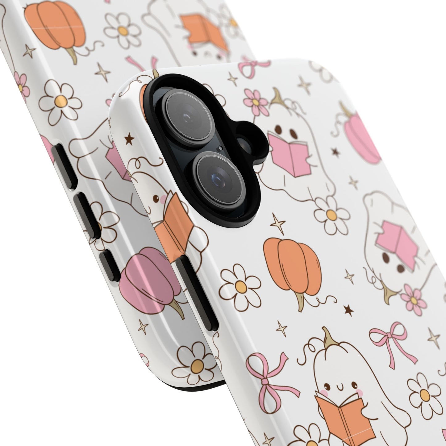 Pink Ghost and Pumpkin Phone Case, Halloween Decor, Girlfriend Gift, Kawaii Phone Cover, Fall Accessories