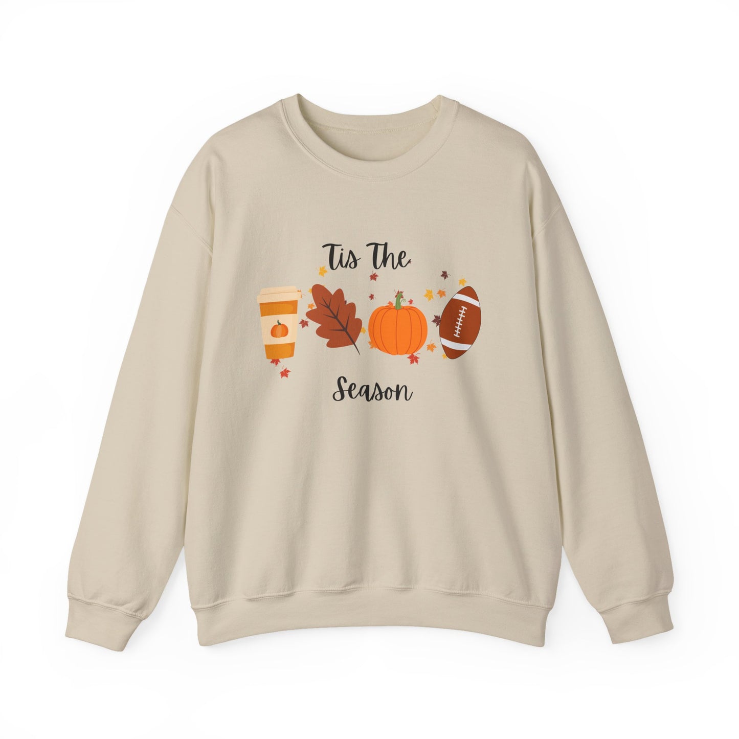Tis The Season Fall-Themed Crewneck Sweatshirt, Cozy Autumn Apparel, Gift for Thanksgiving, Seasonal Wear, Cute Sweatshirt for Friends
