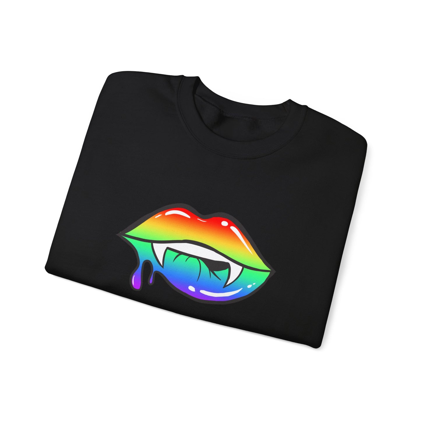 Colorful Vampire Fangs Crewneck Sweatshirt, Halloween Party Apparel, Spooky Fall Fashion, Unisex Sweatshirt, Halloween Sweatshirt,