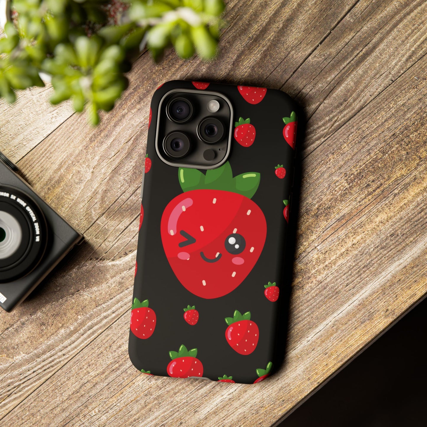 Cute Strawberry Phone Case, Kawaii Phone Cover, Tough Phone Cases, Gift for Teens, Summer Accessories, Cute Fruit Design