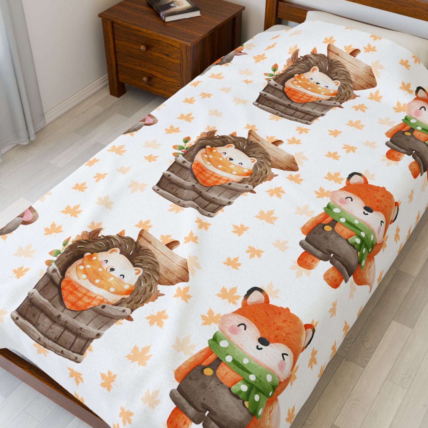 Cozy Woodland Animals Velveteen Plush Blanket | Cute Forest Creatures, Warm Throw for Kids, Nursery Décor, Fall Gift