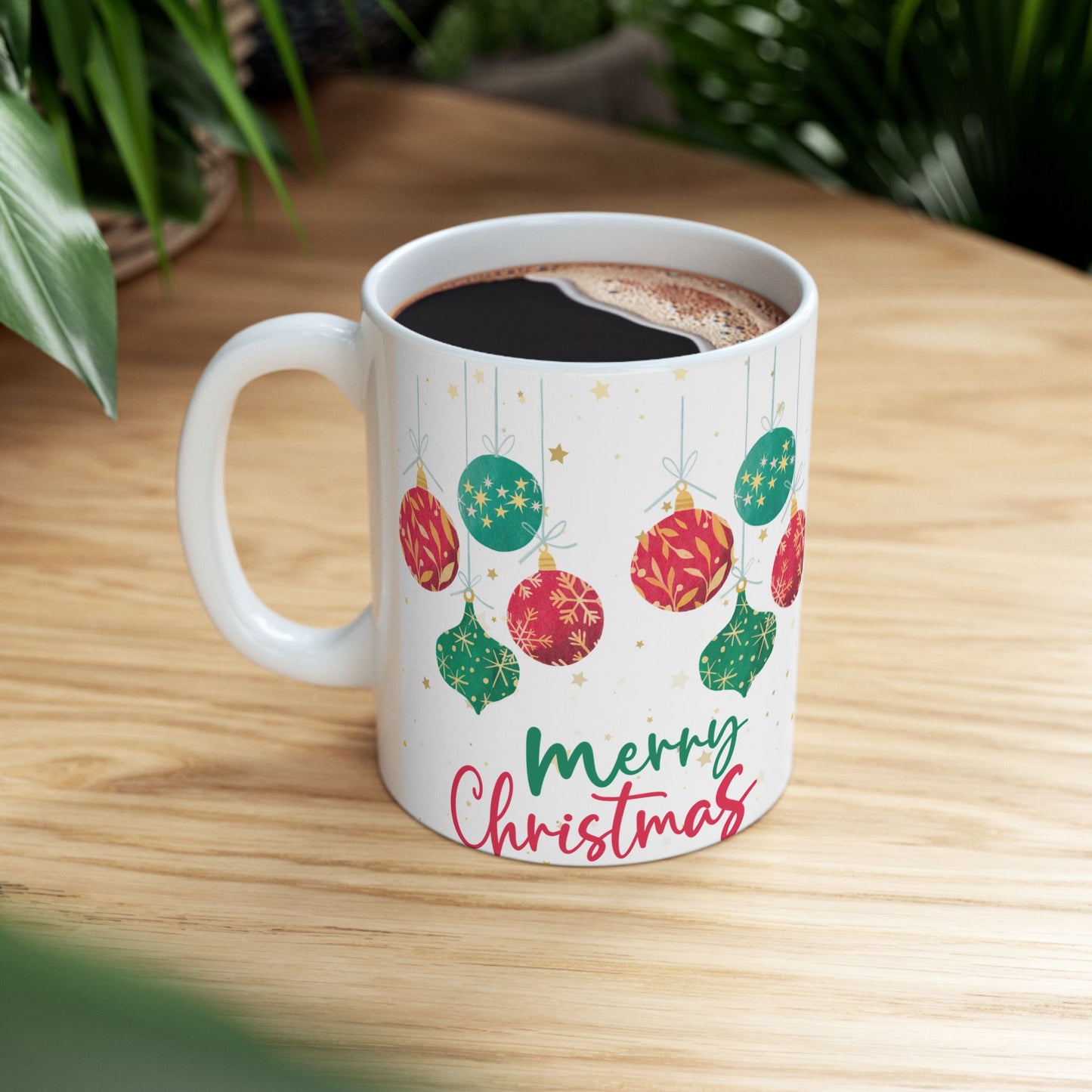 Festive Christmas Mug, Holiday Ornament Coffee Cup, Gift for Tea Lovers, Merry Christmas Beverage Container