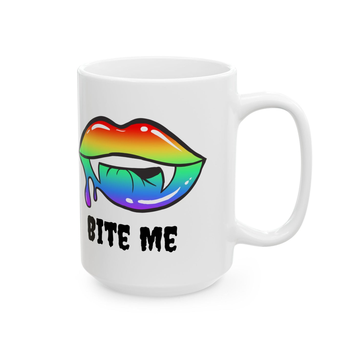 Colorful Vampire Fangs Ceramic Mug, Halloween Coffee Cup, Halloween Kitchen Decor, 11oz Mug, 15oz Mug, Spooky Fangs Mug