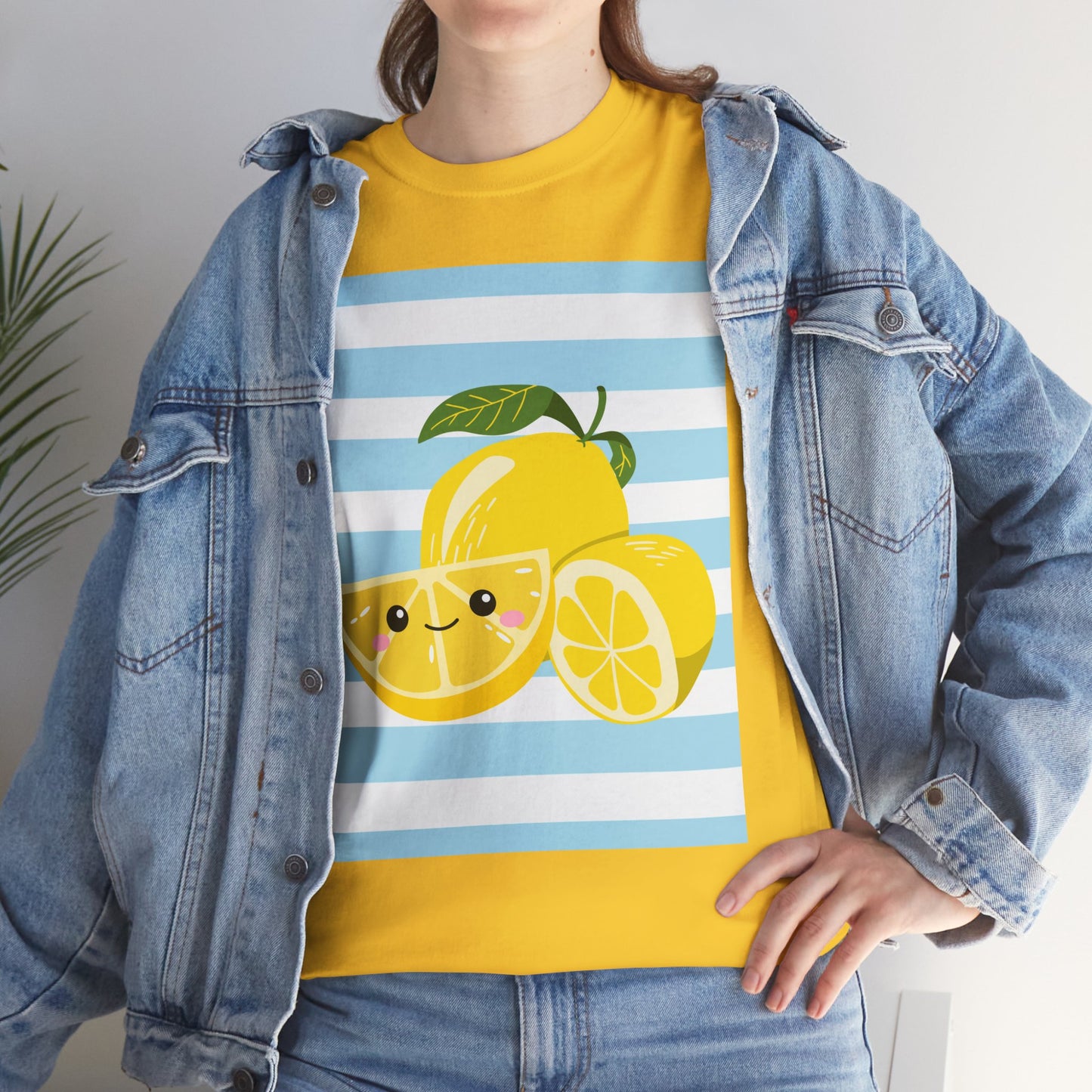 Lemon Unisex Heavy Cotton Tee, Cute Summer Shirt, Gift for Fruit Lovers, Fresh Style, Everyday Tee, Casual Outfit