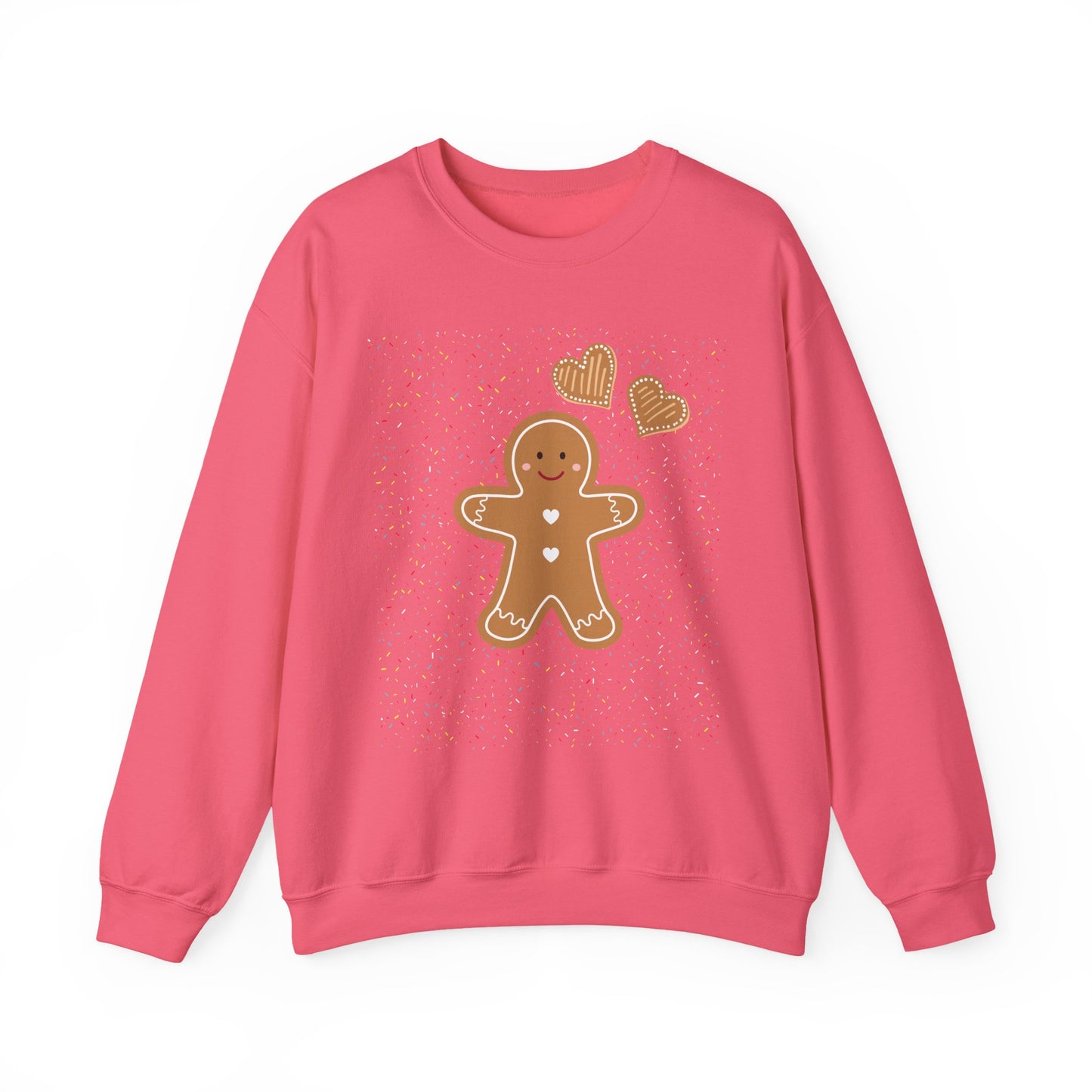 Gingerbread Heart Sweatshirt for Cozy Holidays, Unisex Crewneck Pullover, Christmas Gift, Festive Apparel, Winter Fashion