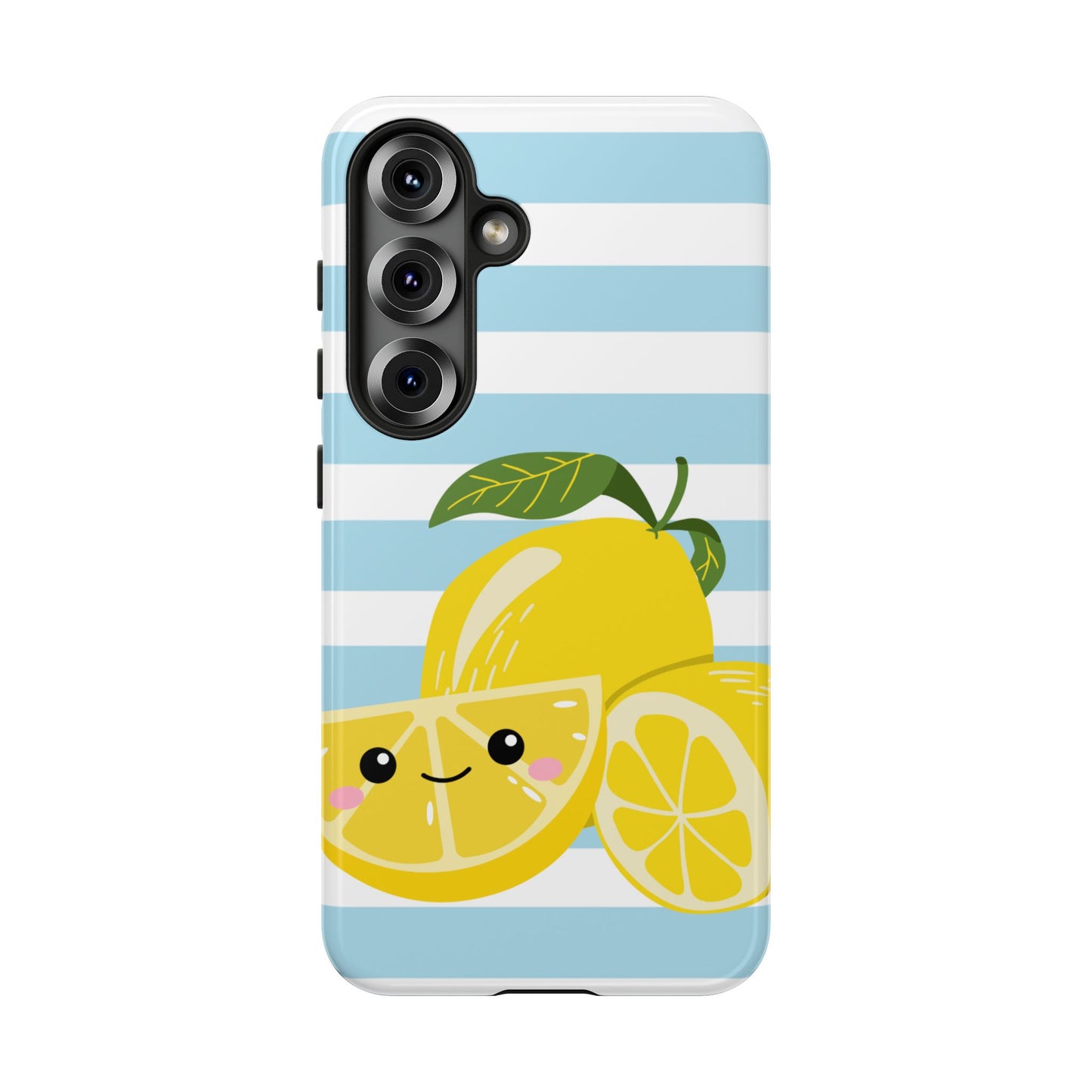 Striped Lemon Phone Case - Tough Cases, Fruit Design, Fun iPhone Cover, Summer Accessories, Bright Phone Protection