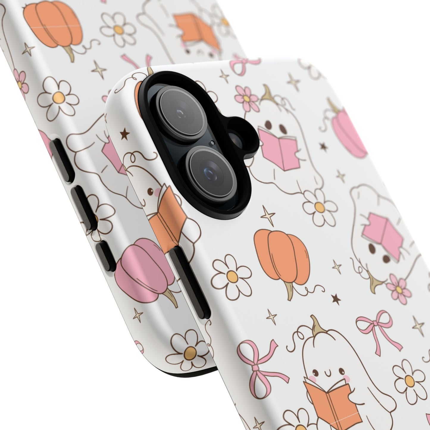 Pink Ghost and Pumpkin Phone Case, Halloween Decor, Girlfriend Gift, Kawaii Phone Cover, Fall Accessories