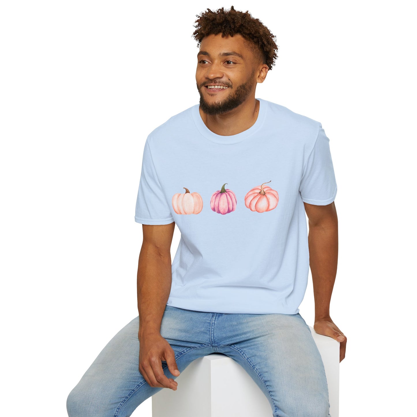 Pastel Pumpkin Softstyle T-Shirt, Fall Fashion, Halloween Tee, Cozy Autumn Shirt, Casual Wear, Cute Graphic Tee