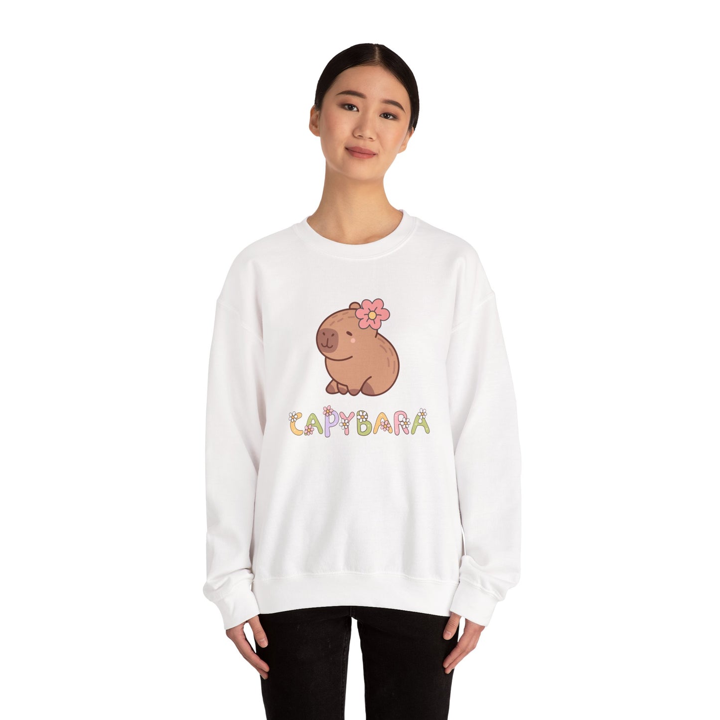 Cute Capybara Sweatshirt – Unisex Long Sleeve Cozy Pullover