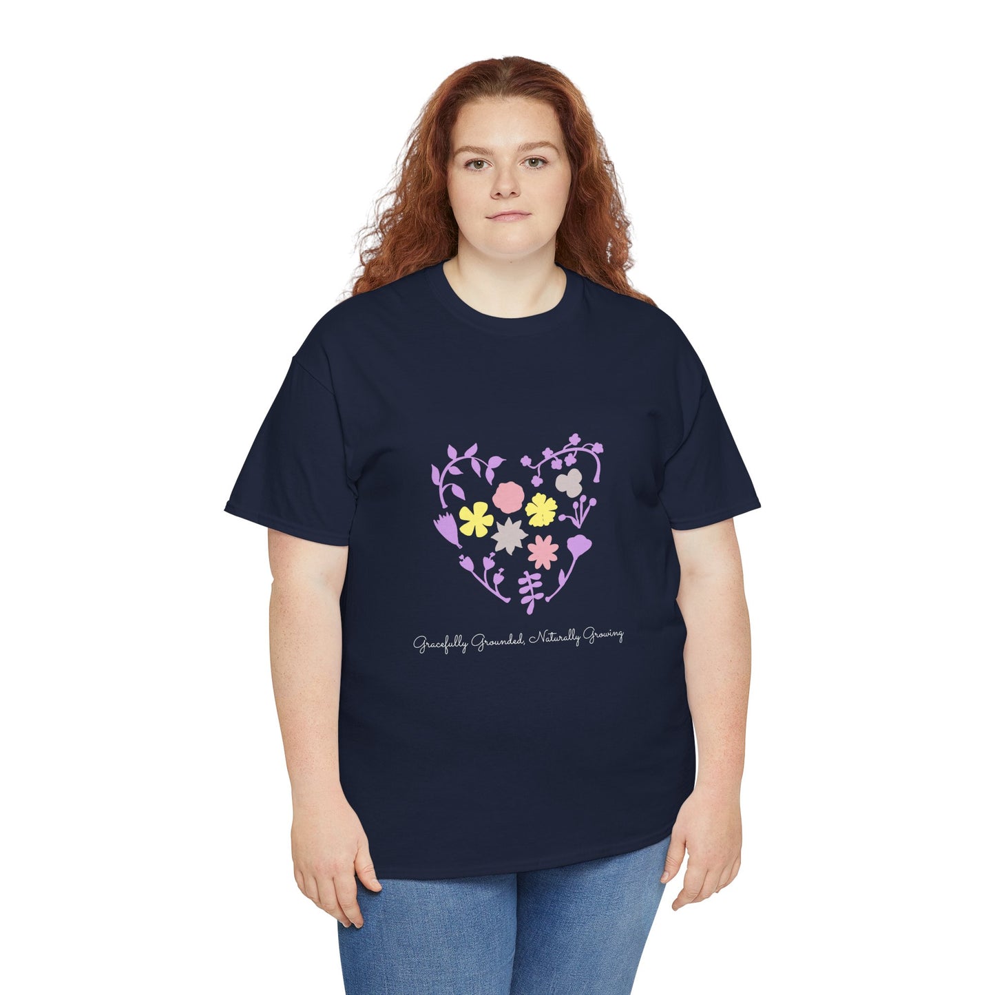 Gracefully Grounded Short Sleeve Tee, Floral Heart Inspirational T-Shirt