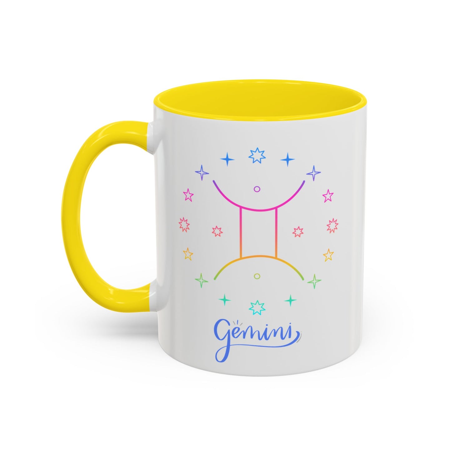 Gemini Starry Accent Coffee Mug - Colorful Horoscope Gift, Astrology Mug, Zodiac Lover Cup, Unique Birthday Present, Celestial Drinkware