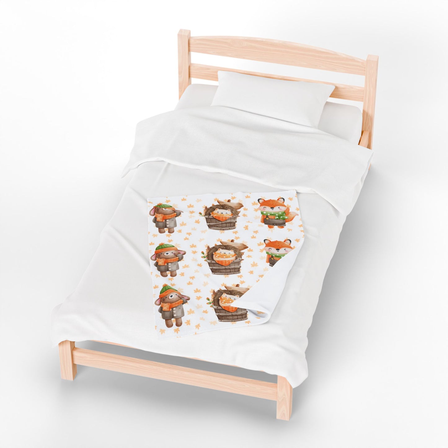 Cozy Woodland Animals Velveteen Plush Blanket | Cute Forest Creatures, Warm Throw for Kids, Nursery Décor, Fall Gift