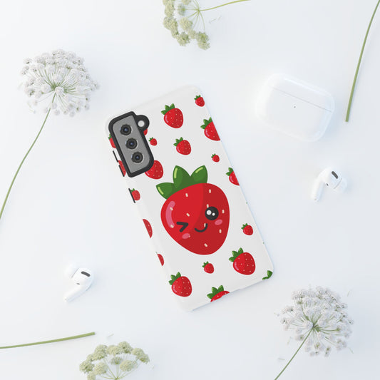 Kawaii Strawberry Phone Case - Cute Fruit Phone Cover, Fun Gift for Teens, Spring Accessory, Durable Tough Cases