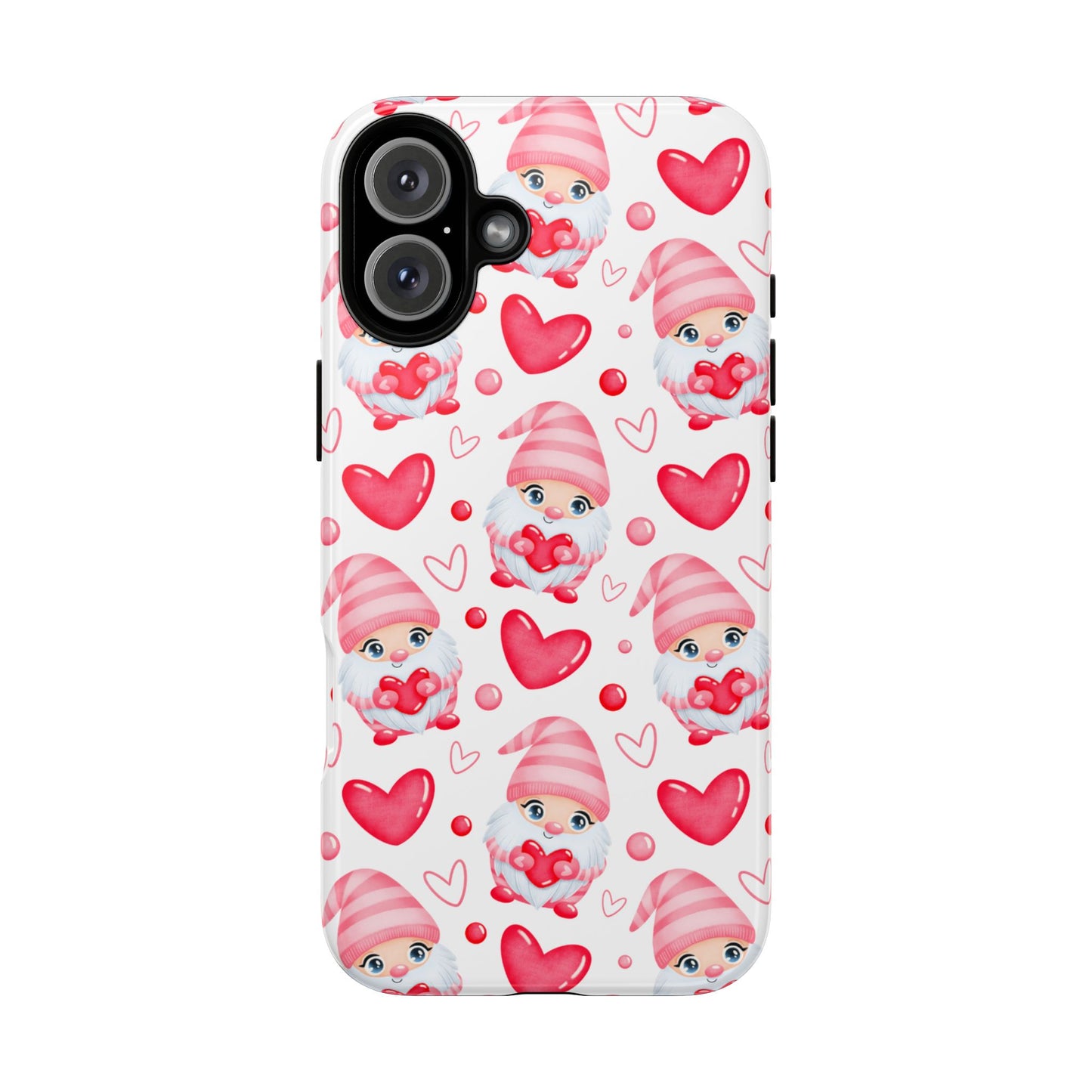 Pink Gnome Heart Phone Case, Festive Gift for Her, Unique Protective Case, Fun Holiday Accessory, Valentine's Day Accessory