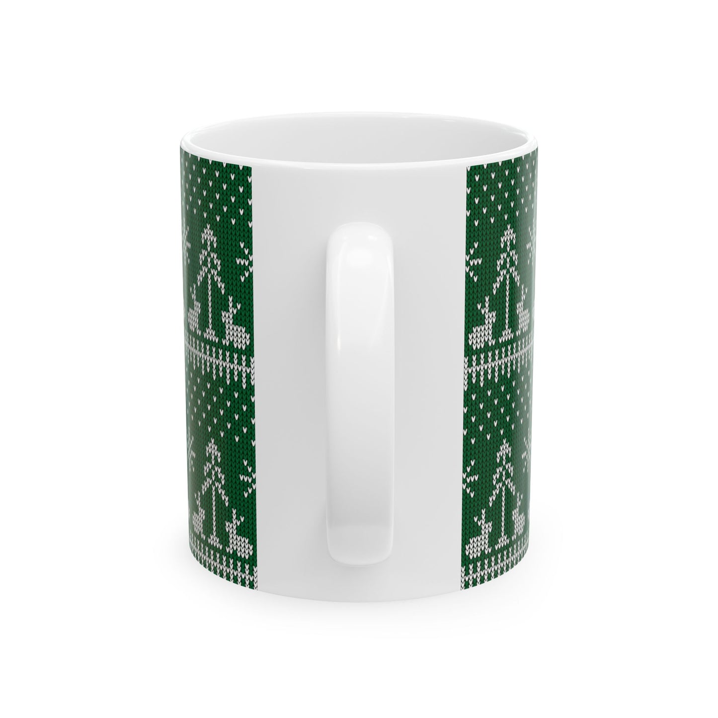 Green Knitted Bunny Holiday Mug