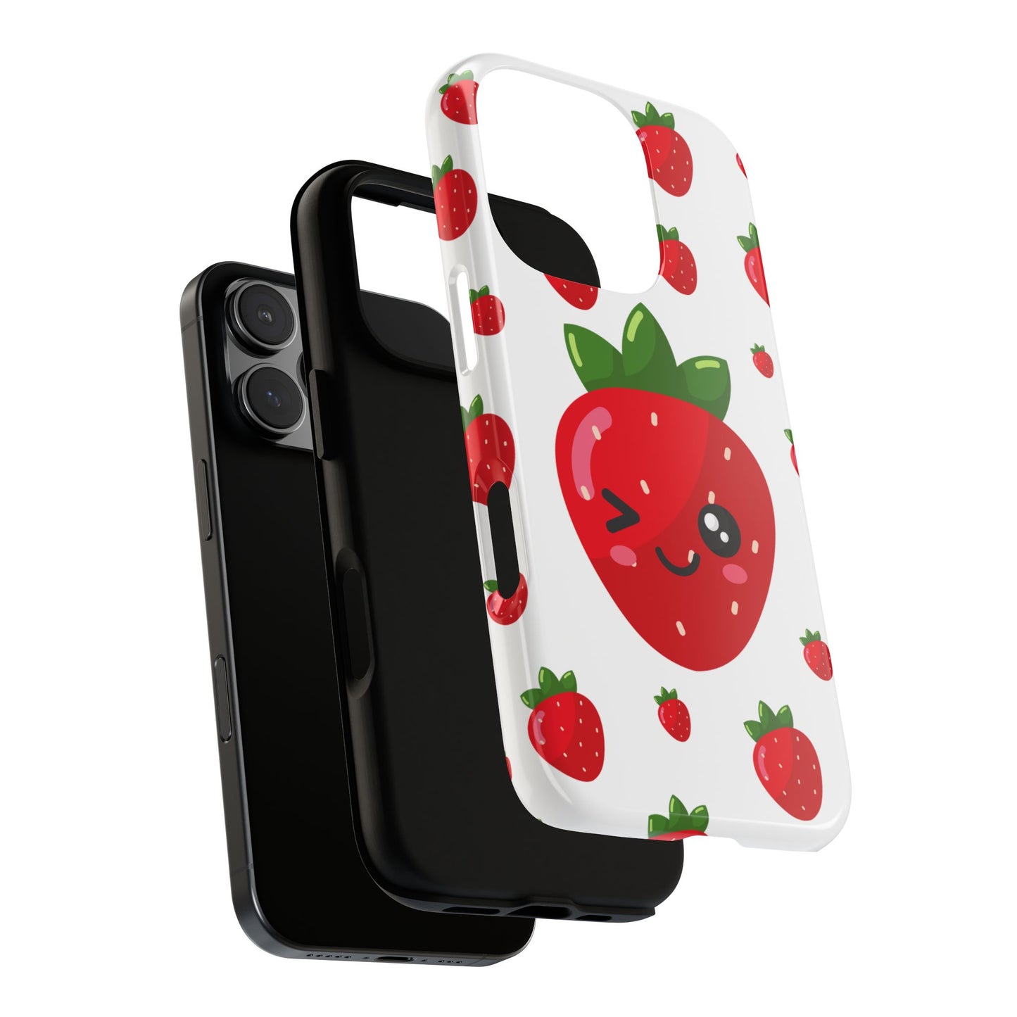 Kawaii Strawberry Phone Case - Cute Fruit Phone Cover, Fun Gift for Teens, Spring Accessory, Durable Tough Cases