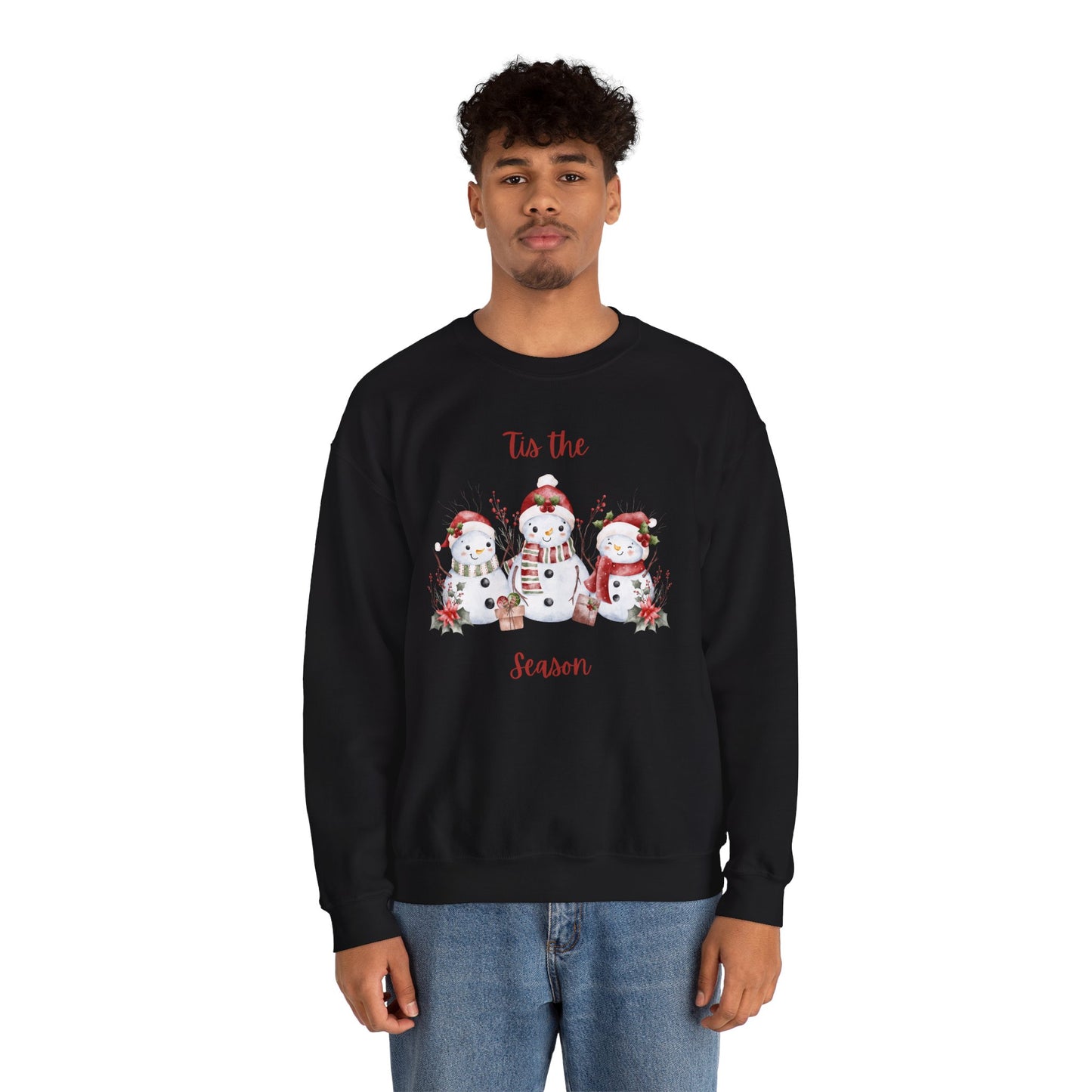 “’Tis the Season” Snowman Sweatshirt – Cozy Unisex Christmas Pullover