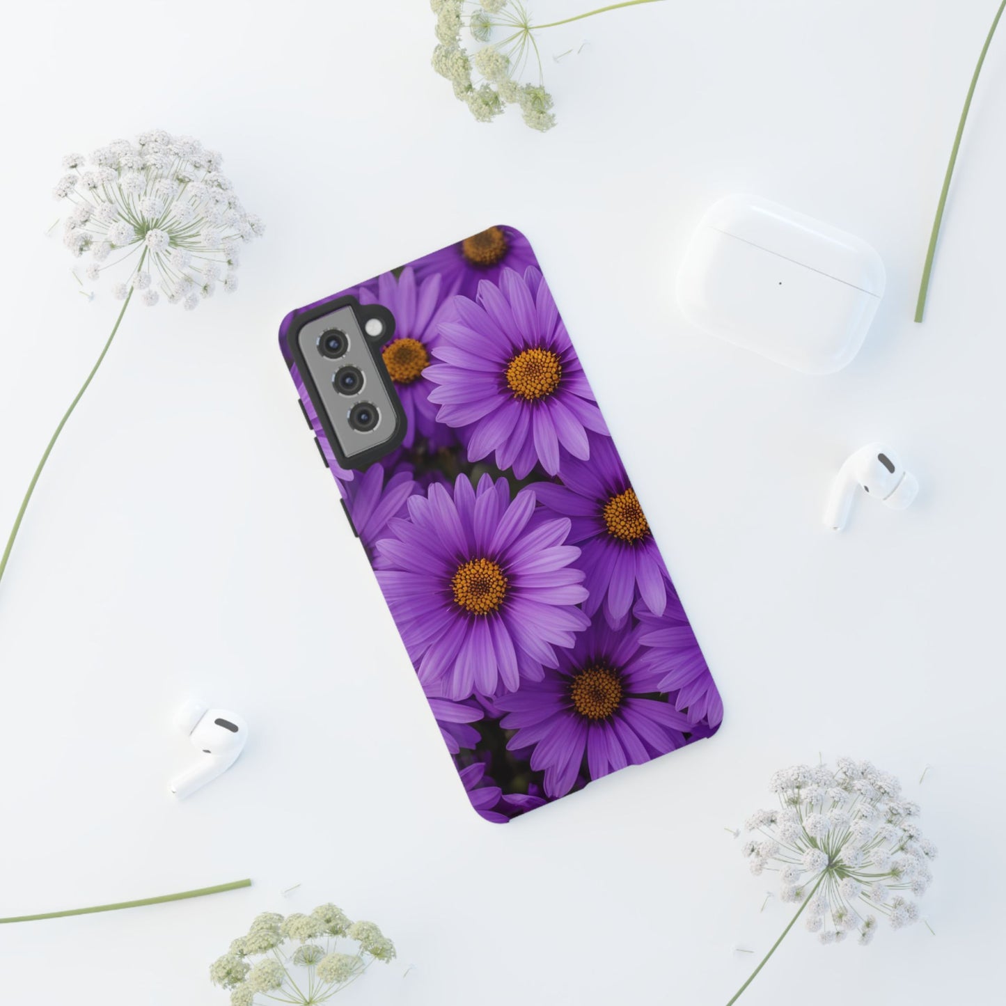Purple Daisy Tough Case, Floral Phone Case, Durable Mobile Cover, Gift for Her, Everyday Use, Spring Accessories