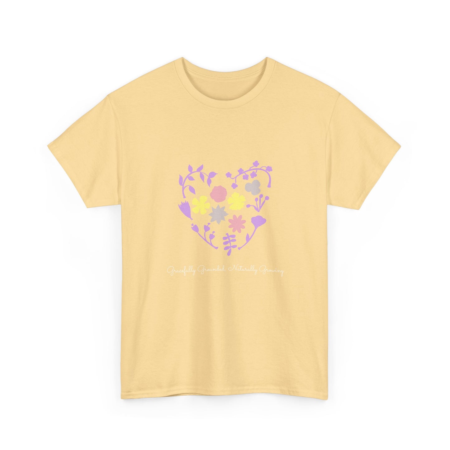 Gracefully Grounded Short Sleeve Tee, Floral Heart Inspirational T-Shirt